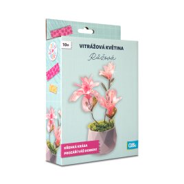 DIY sada - Růžová vitrážová květina