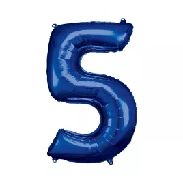 Balónek fóliový 88 cm modrý číslo 5