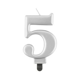 Svíčka dortová stříbrná číslo 5