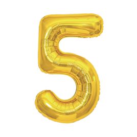 Balónek fóliový 85 cm zlatý číslo 5