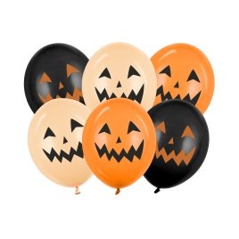 Balónky latexové Halloween dýně oranžovo-černé 6 ks
