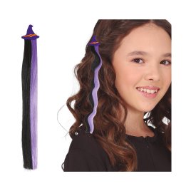 Sponka do vlasů s barevným příčeskem - Klobouk čarodějnice 40 cm