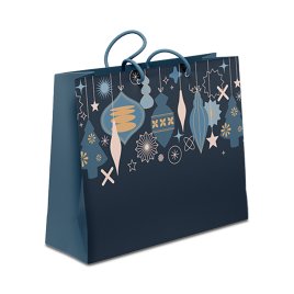 Dárková taška velká - Modré vánoční ozdoby (32,4 × 12,7 × 26 cm)