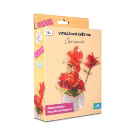 DIY sada - Červená vitrážová květina