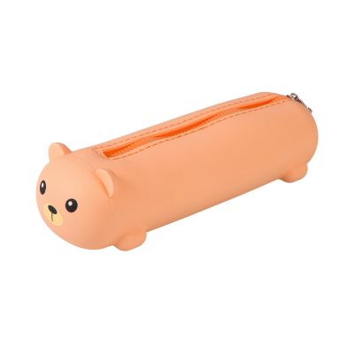 Silikonový penál - Oranžový medvěd Albi