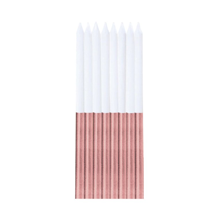 Svíčky dortové bílo-rose gold 16 ks                    