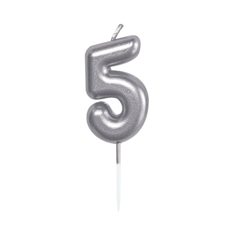 Svíčky dortové stříbrné 5 cm čísla                    