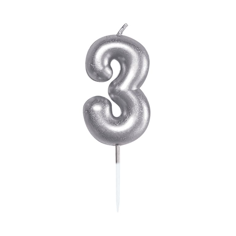 Svíčky dortové stříbrné 5 cm čísla                    