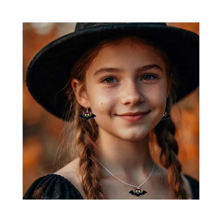                             Naušnice a náhrdelník Halloween Netopýr                        
