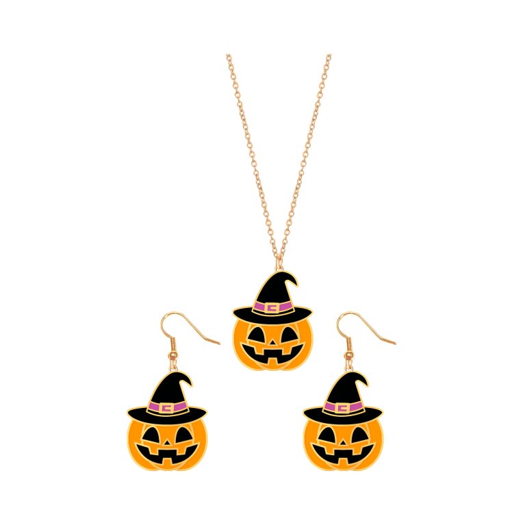                             Naušnice a náhrdelník Halloween Dýně                        