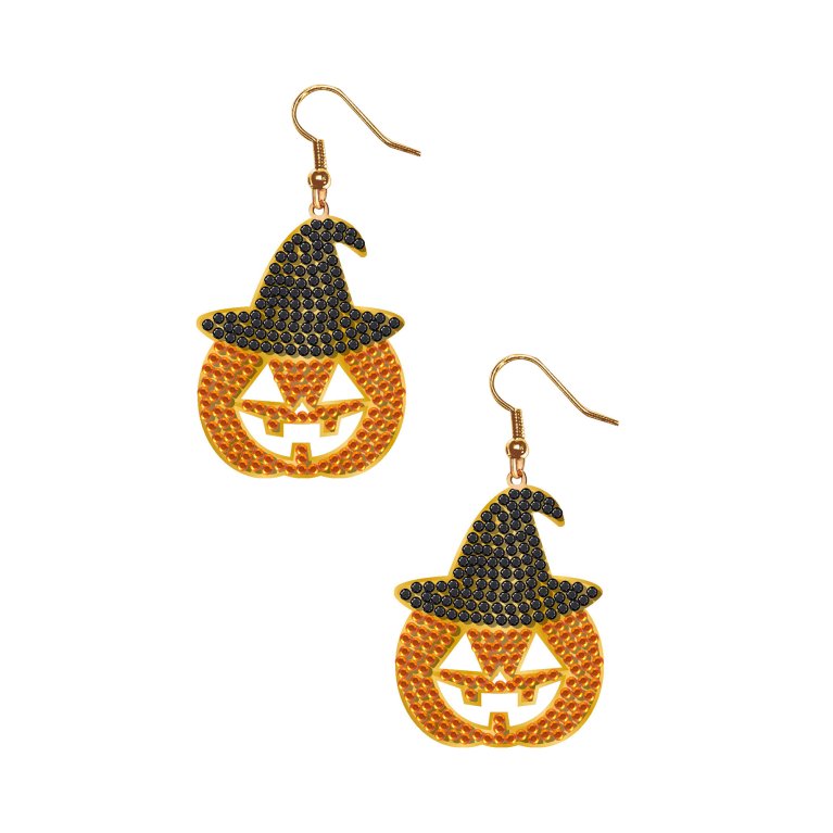                             Náušnice Halloween Dýně s kamínky                        