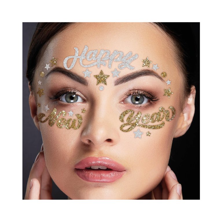                             Samolepky na obličej Happy New Year                        