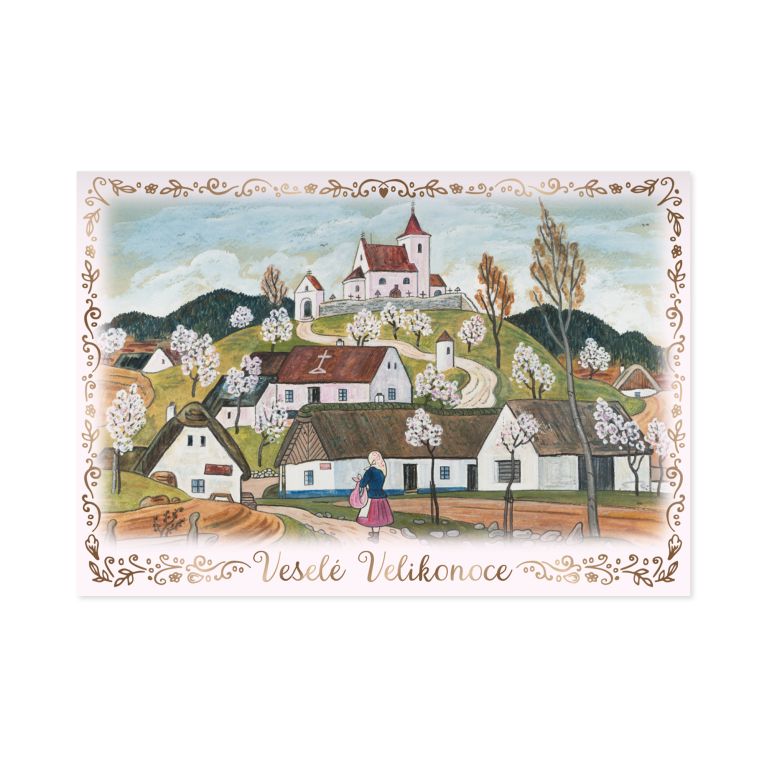 Velikonoční přání Josef Lada - Jarní vesnice                    