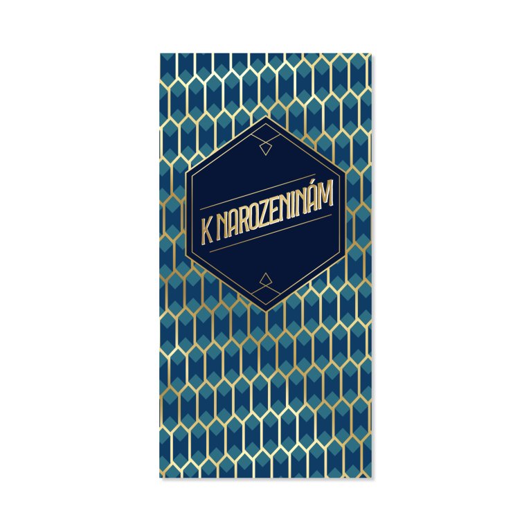 Obálka na peníze k narozeninám - Zlaté hexagony                    