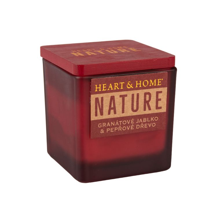 Malá svíčka Nature 80 g -  Granátové jablko a pepřové dřevo                    