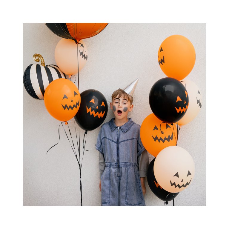                            Balónky latexové Halloween dýně oranžovo-černé 6 ks                        