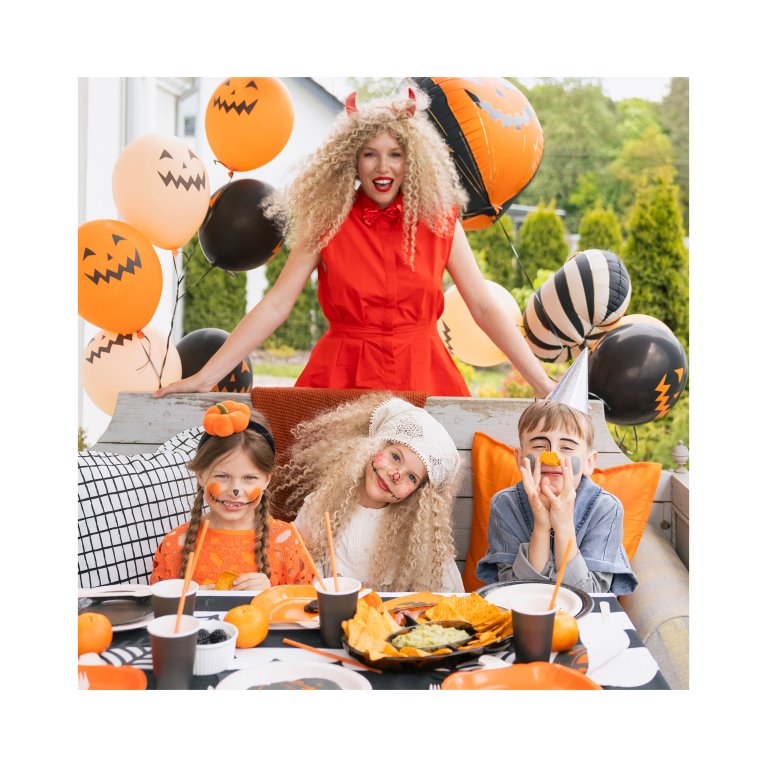                             Balónky latexové Halloween dýně oranžovo-černé 6 ks                        
