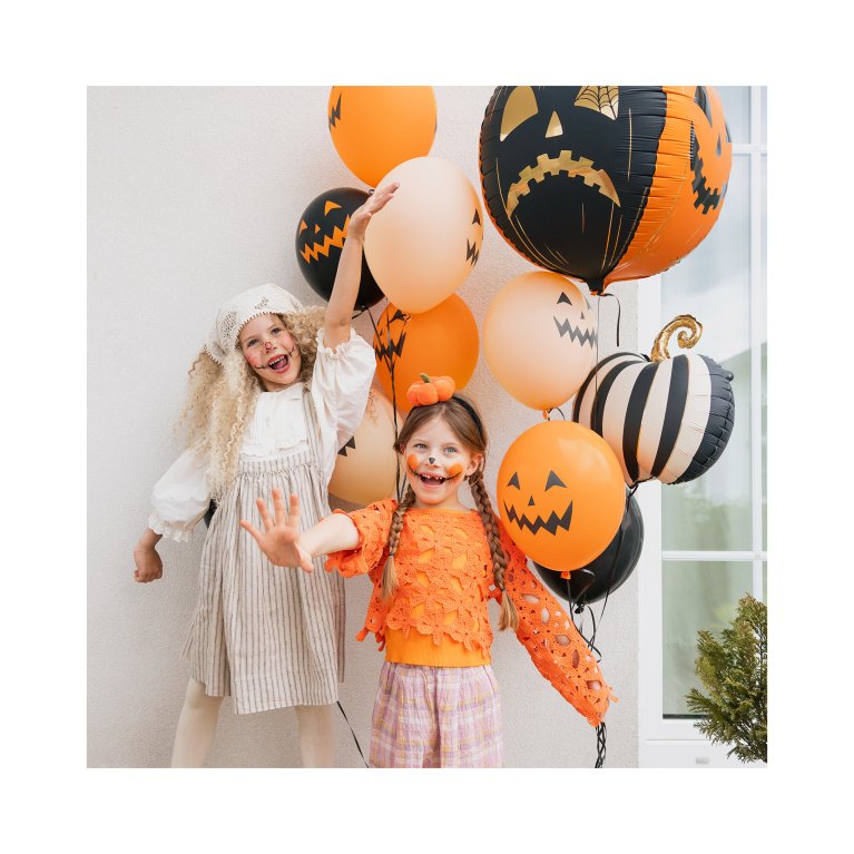                             Balónky latexové Halloween dýně oranžovo-černé 6 ks                        