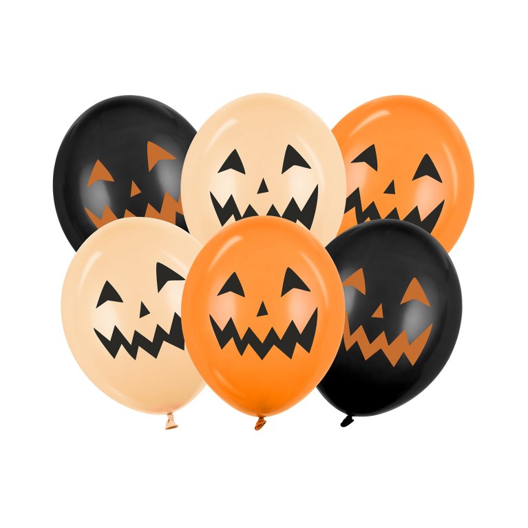 Balónky latexové Halloween dýně oranžovo-černé 6 ks                    