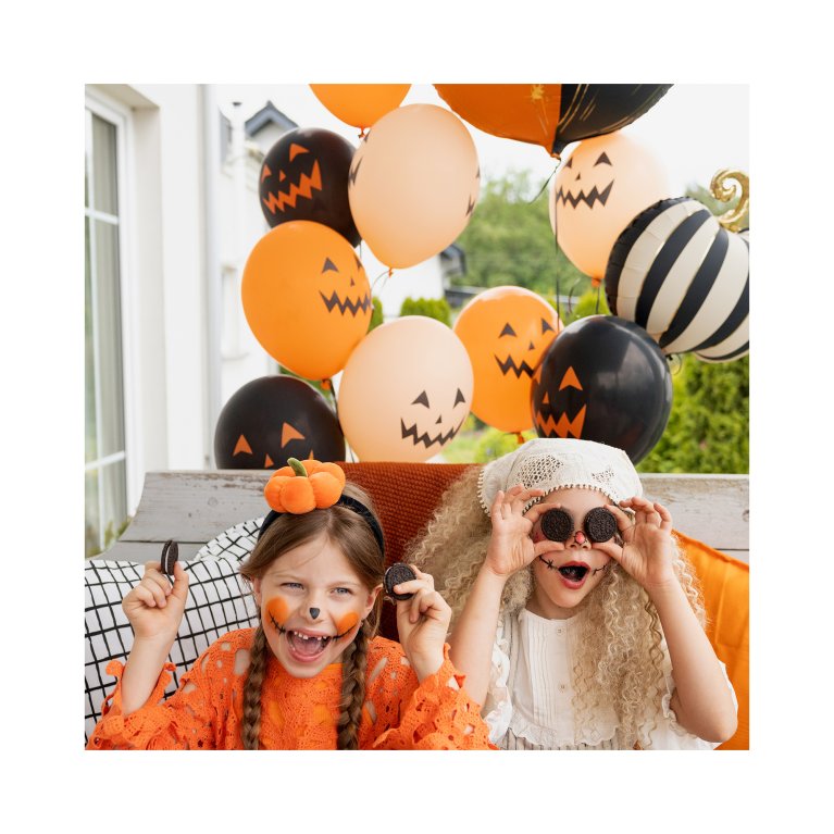                             Balónky latexové Halloween dýně oranžovo-černé 6 ks                        