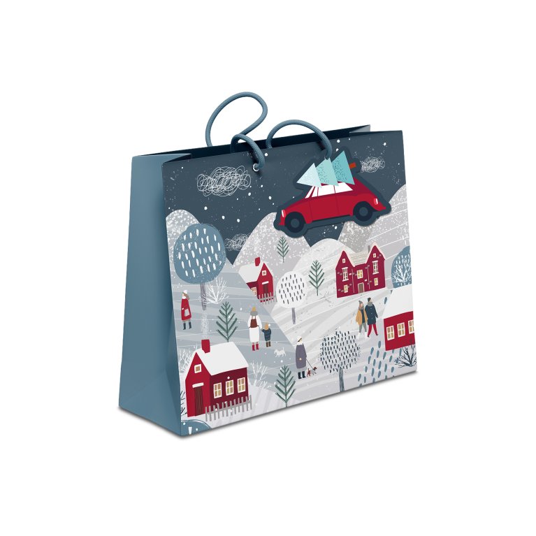 Dárková taška - Zasněžená vesnička                    