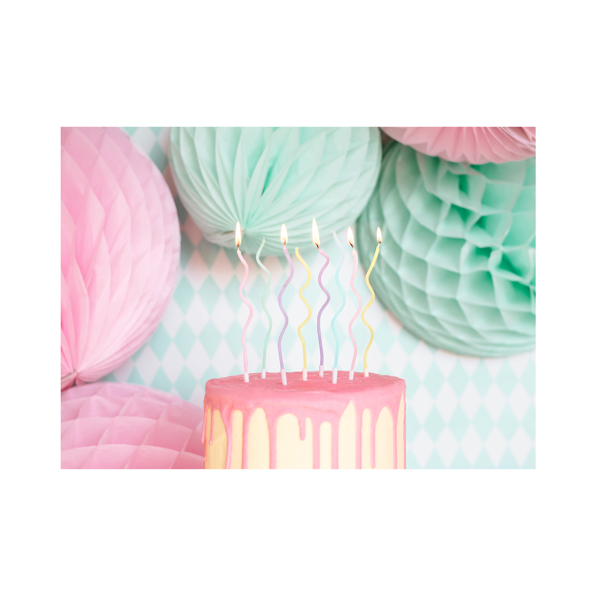 Svíčky dortové úzké spirály pastelové 8 ks Albi