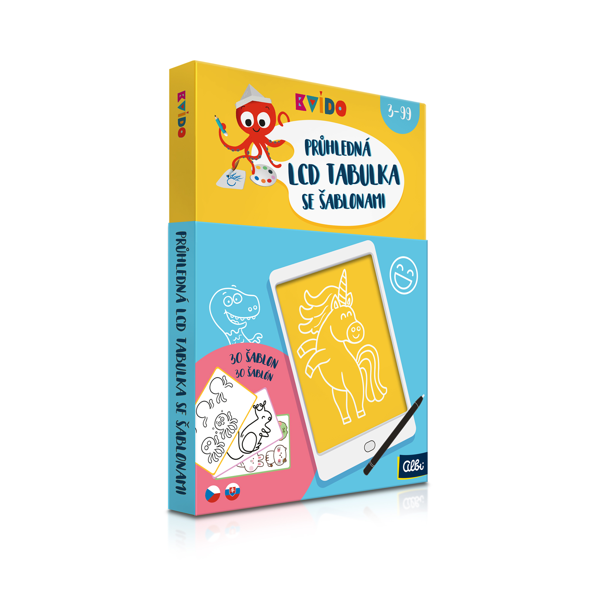 Průhledná LCD tabulka se 30 šablonami - Kvído Albi